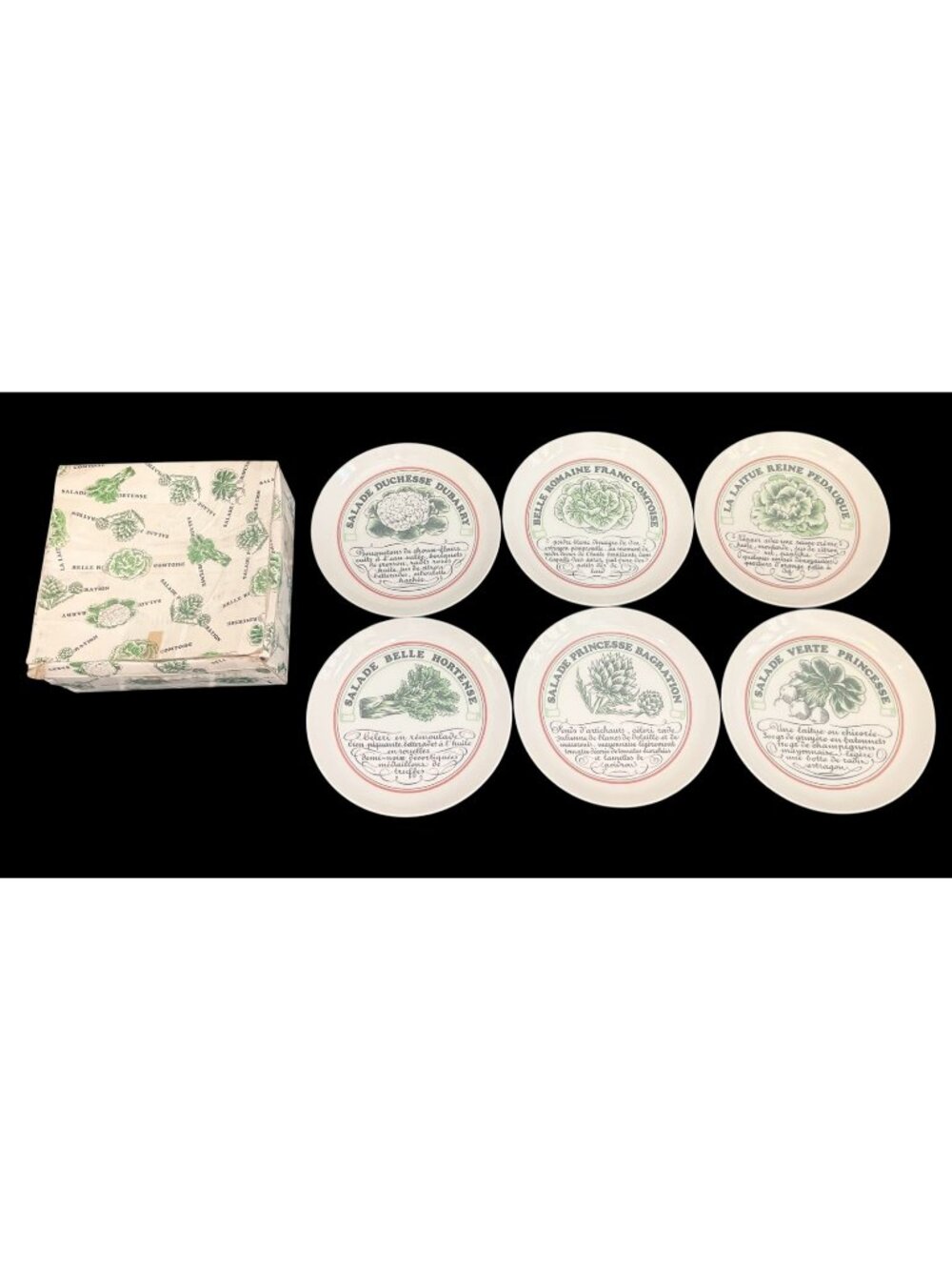 Vintage Toscany Vinaigrette Salad Plate Set of 6 Made in Japan 7.5" Original Box